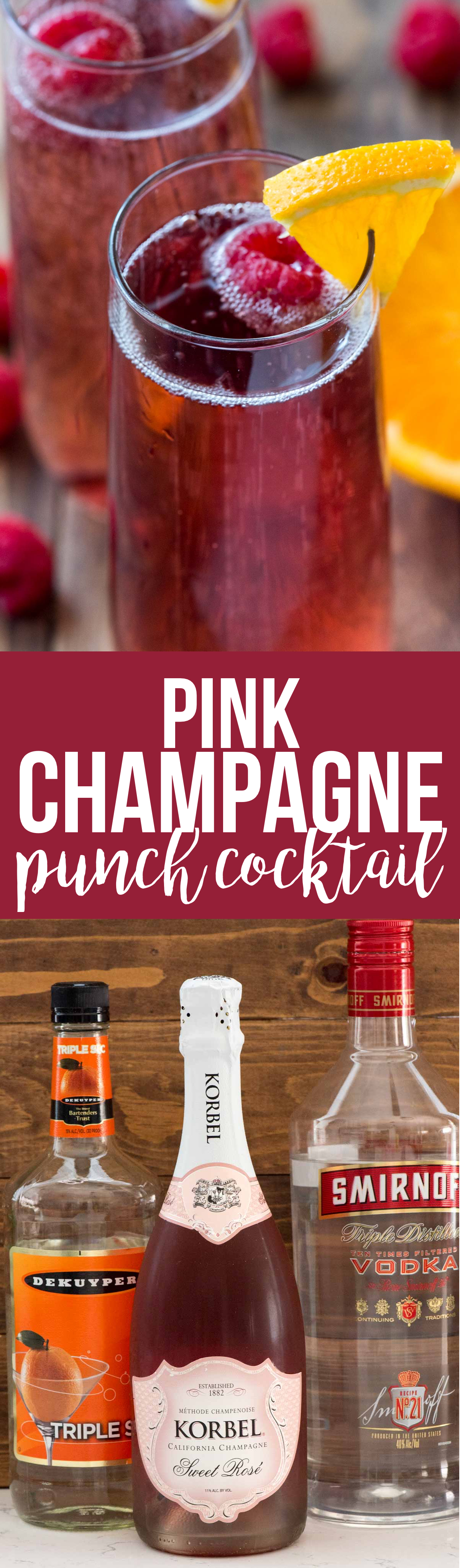 Pink Champagne Punch Cocktail is the perfect drink recipe for any occasion. Just three ingredients and it's pretty enough for a birthday, Christmas, or New Years Eve!