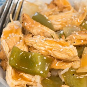 Shredded sweet and sour chicken is an easy pressure cooker recipe. It's perfect for an easy dinner and even the kids love it!