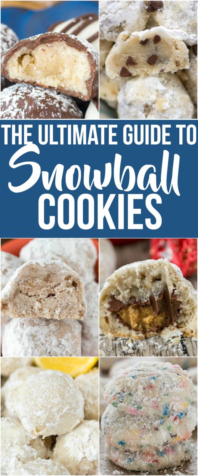 Collage of snowball cookies