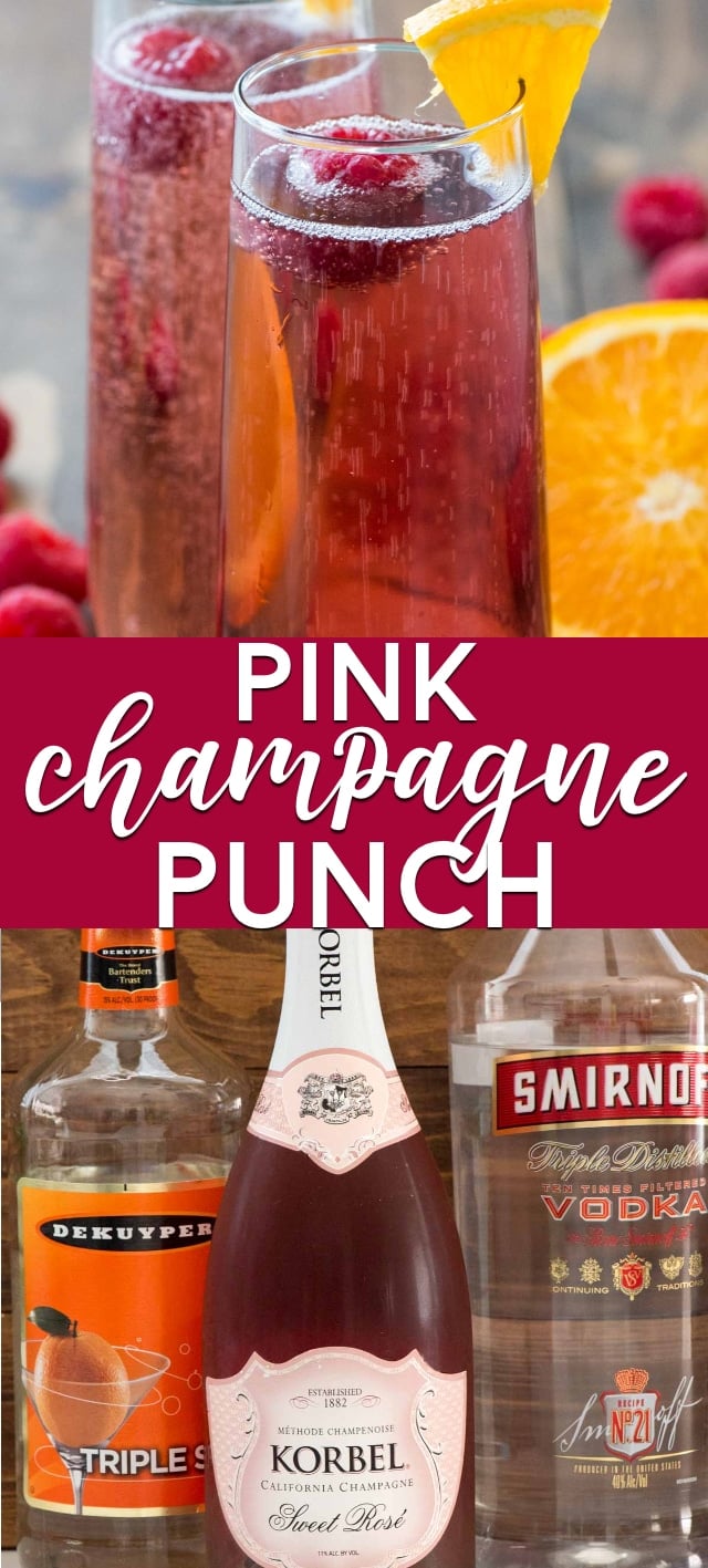 collage of pink champagne punch photos