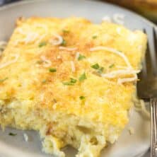 Cheesy Green Chile Egg Casserole is the perfect brunch recipe! It's got lots of cheese and some spice from green chiles; this recipe is a family favorite!