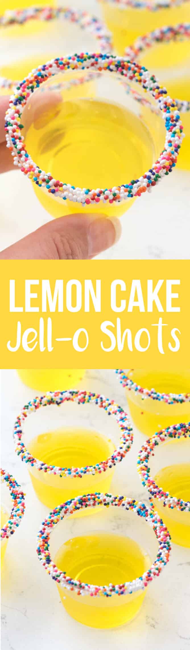 Collage of lemon cake jell-o shots