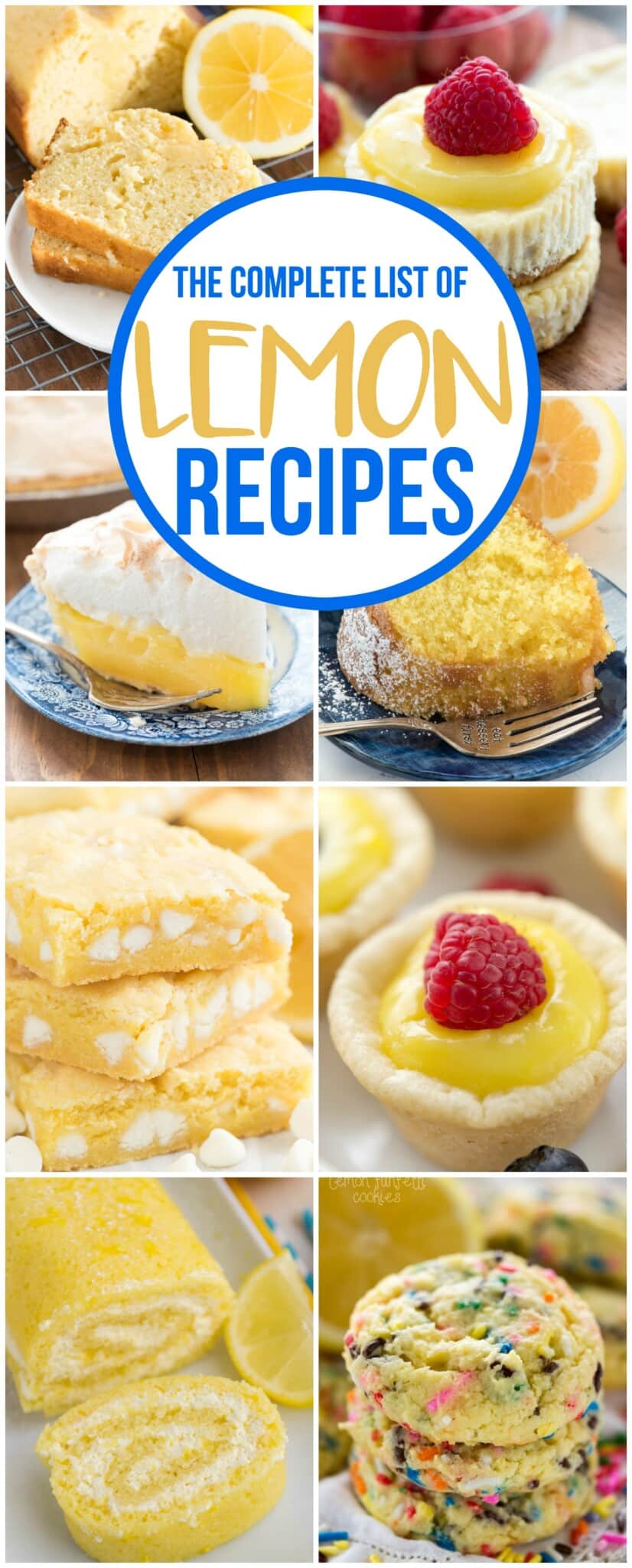 This is the COMPLETE list of lemon recipes from www.crazyforcrust.com. Everything you love about lemon desserts from pie to cookies and cake and more!