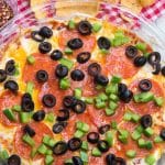 overhead shot of pizza dip recipe