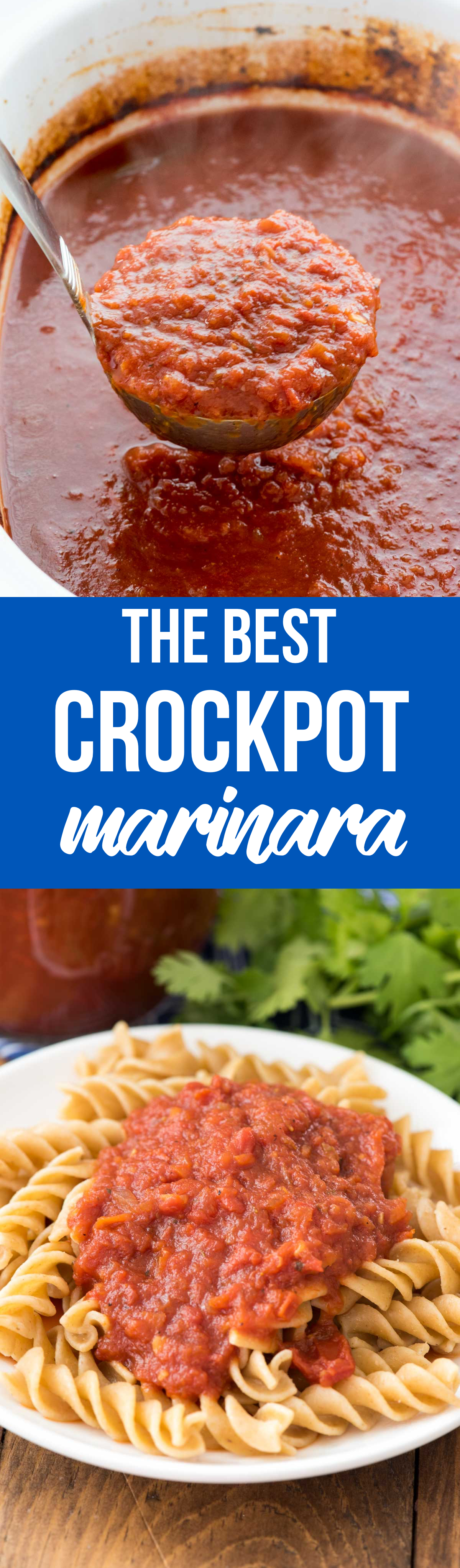 This is the BEST EVER Crockpot Tomato Sauce! It's easy to make marinara sauce in your slow cooker, the perfect homemade spaghetti sauce recipe for any dinner.