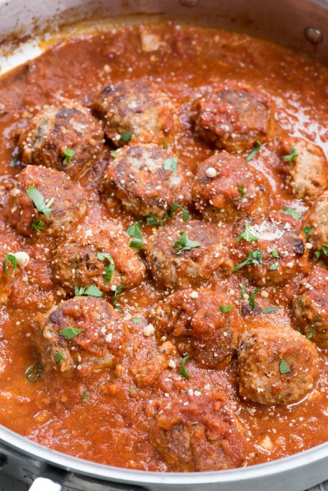 meatballs in sauce in pan