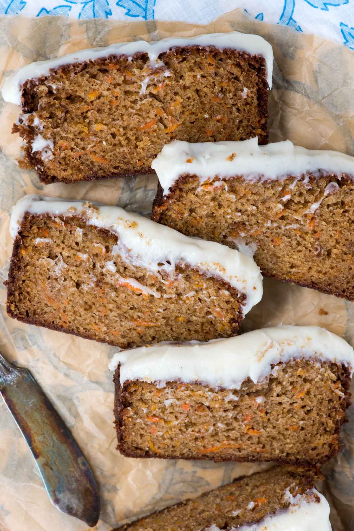 slices of carrot cake loaf