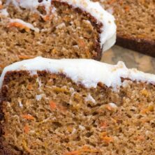 slices of carrot cake loaf