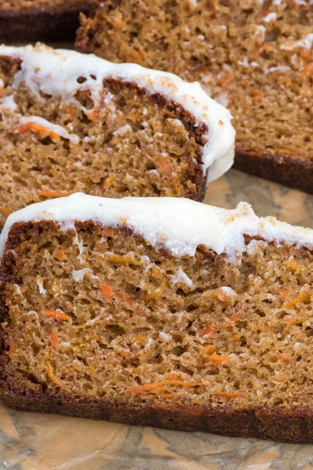 slices of carrot cake loaf