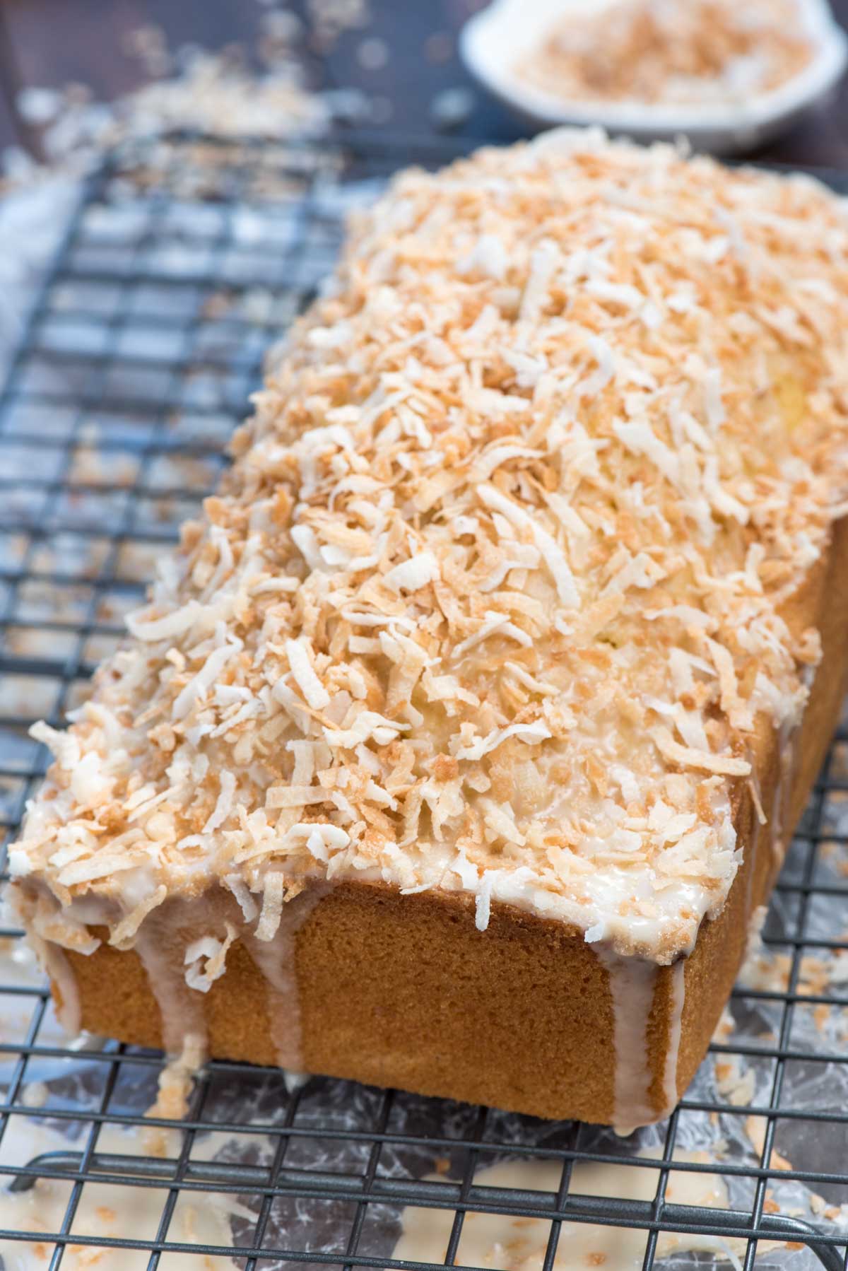 loaf of coconut pound cake