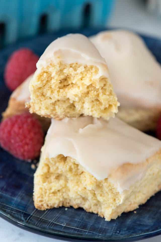 sliced open scones on plate