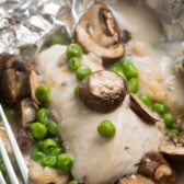 chicken and mushrooms in a foil packet