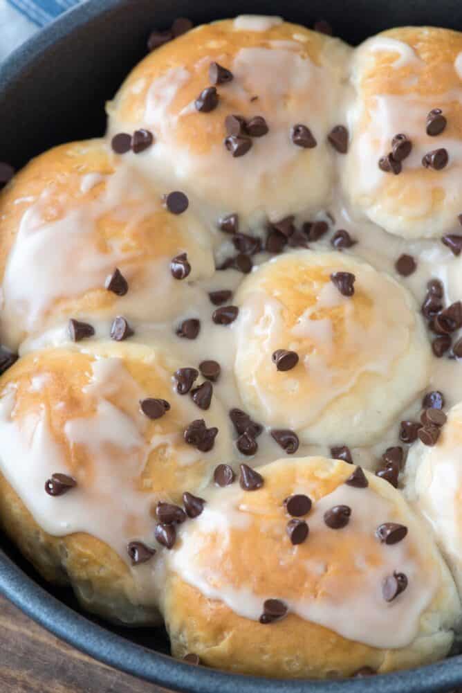 Easy Chocolate Biscuit Bombs in a black pan