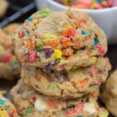 stack of fruity pebble cookies