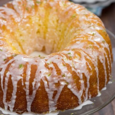 key lime bundt cake on cake stand