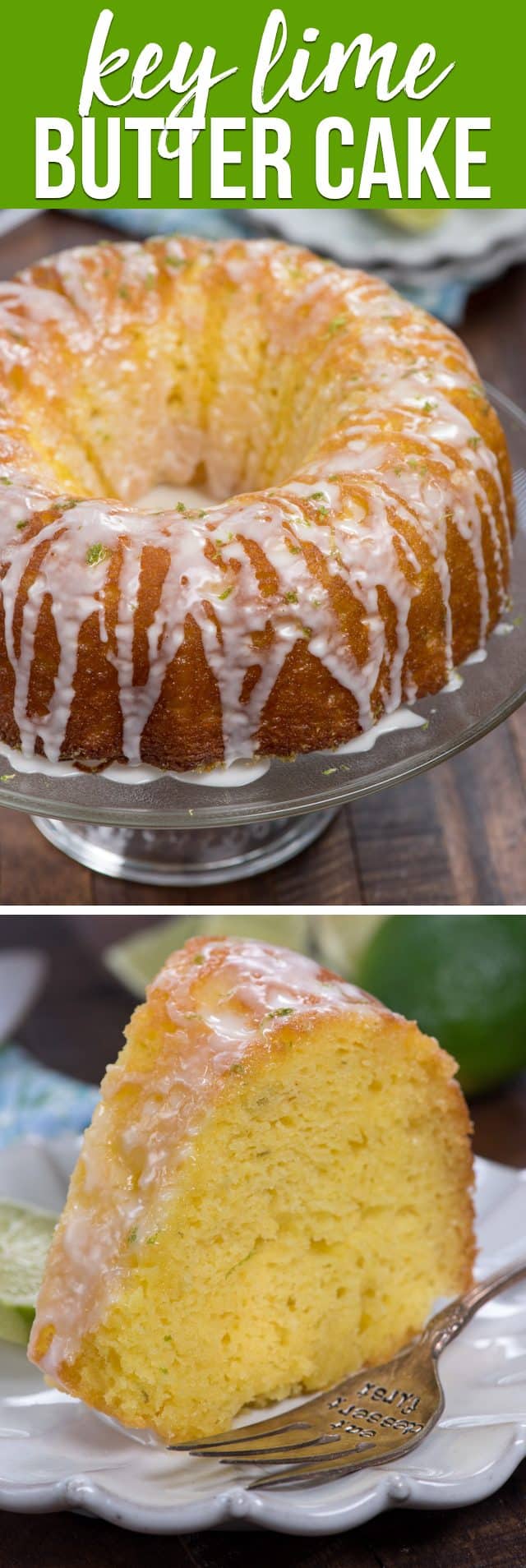 collage of key lime butter cake photos