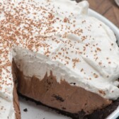 chocolate pie with slice missing
