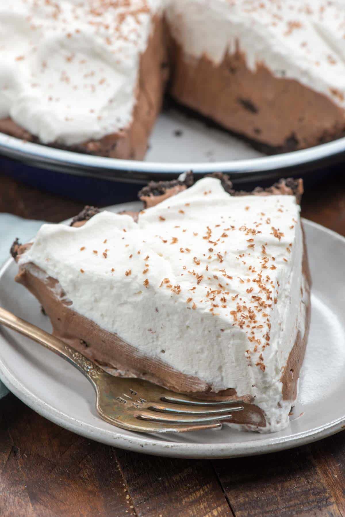 slice of pie on white plate