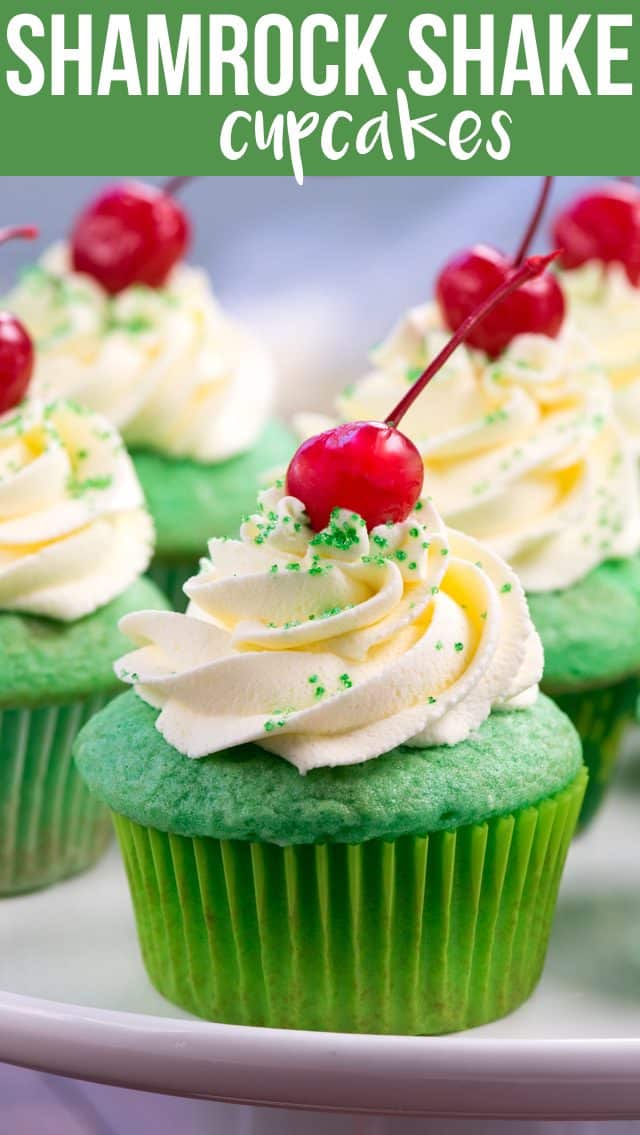 close up of shamrock shake cupcake