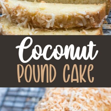 collage of coconut pound cake photos