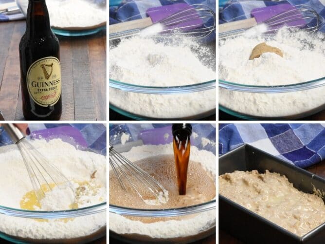 collage of 6 photos showing how to make the bread