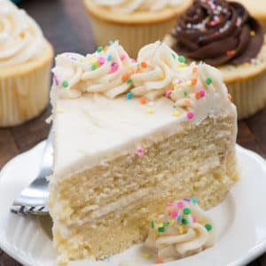 slice of white cake on white plate