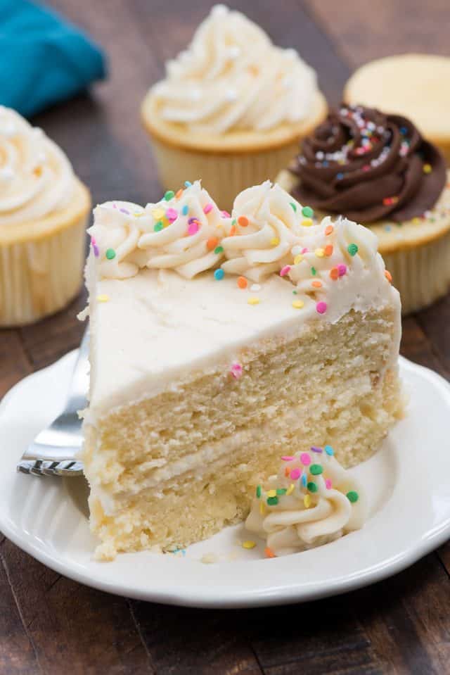slice of white cake on white plate