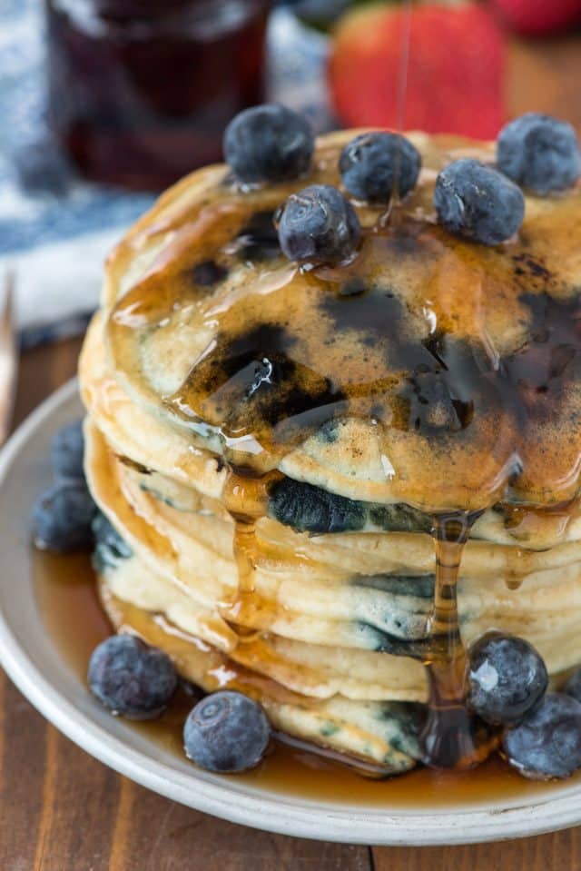 stack of blubbery pancakes on white plate