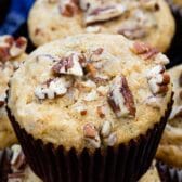 muffin in brown liner in a stack of 2