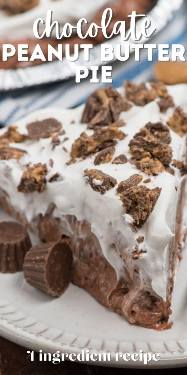 slice of peanut butter pie on white plate