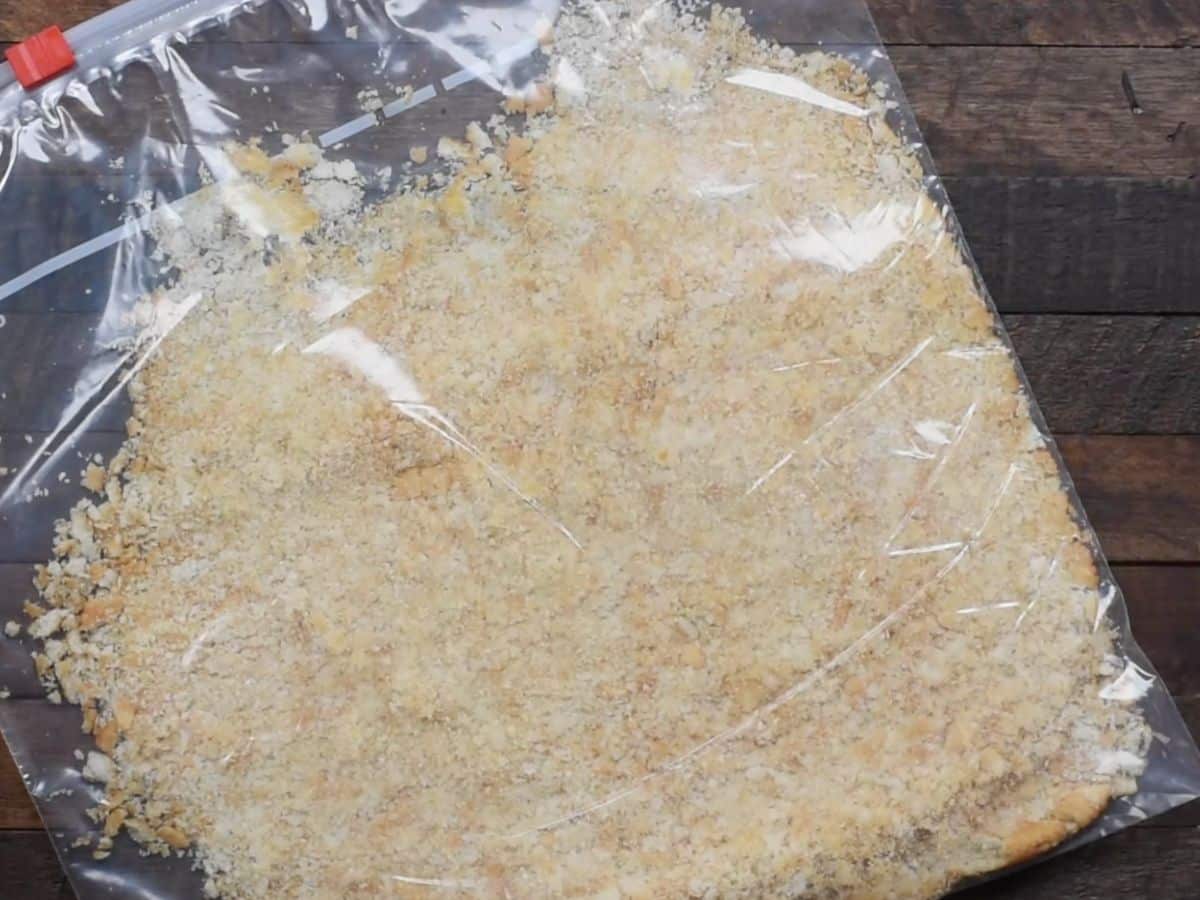 bag of crushed crackers.