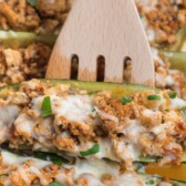 stuffed zucchini in pan