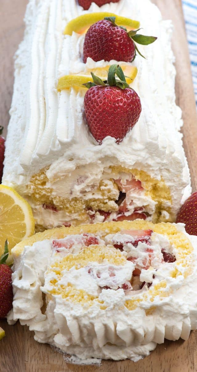 Lemon Strawberry Shortcake Cake Roll Photo