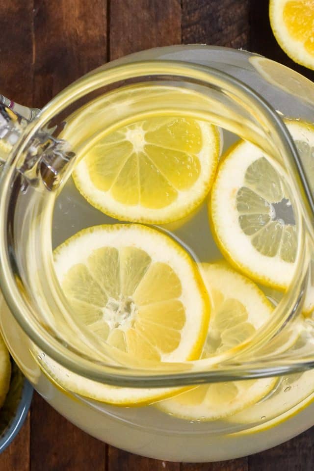 Easy Lemonade Margarita in a pitcher shot from above