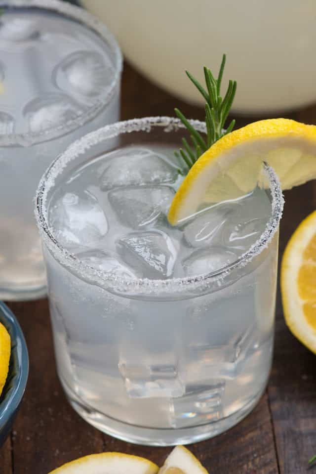 lemonade margarita in glass on the rocks