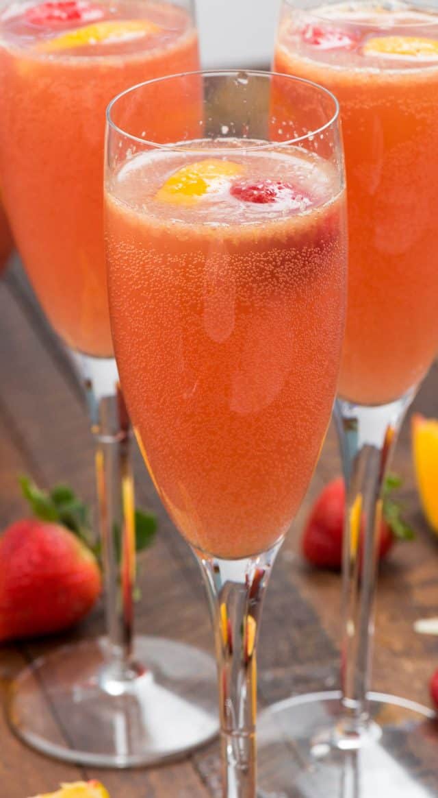 pink mimosa punch in glass