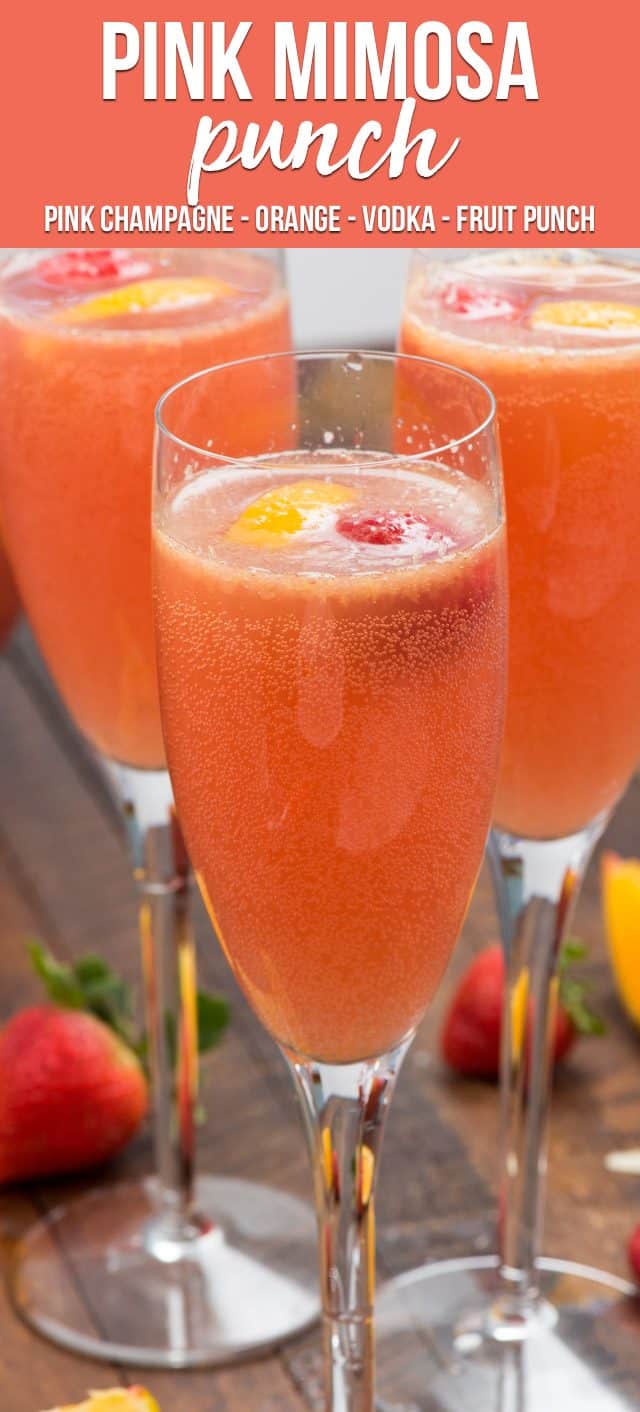 pink mimosa punch in glass