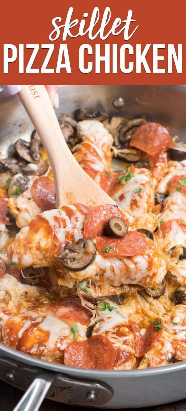 pizza chicken on spoon in pan
