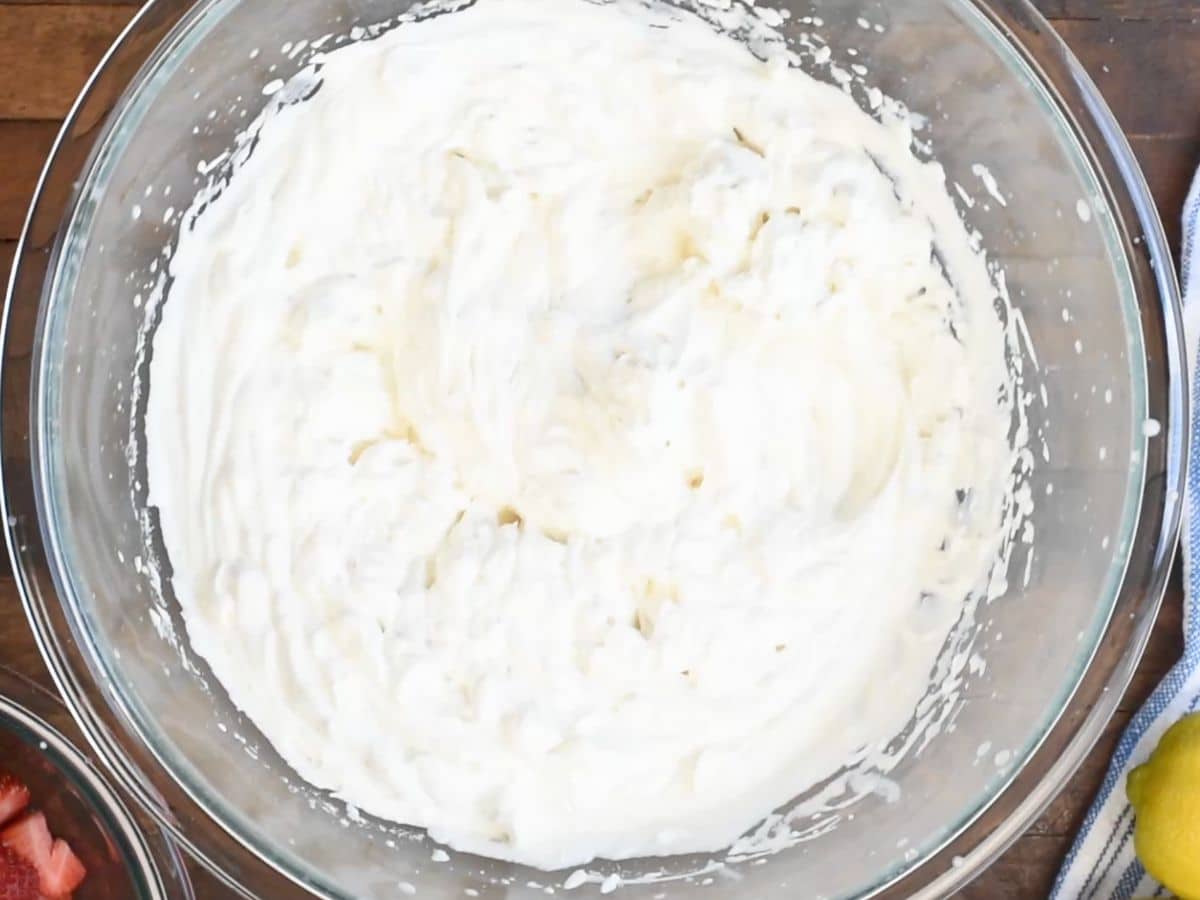 whipped cream in bowl.