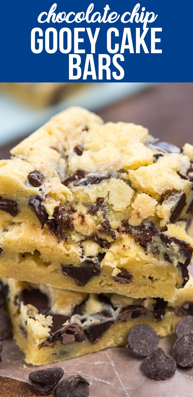 Chocolate Chip Gooey Cake Bars