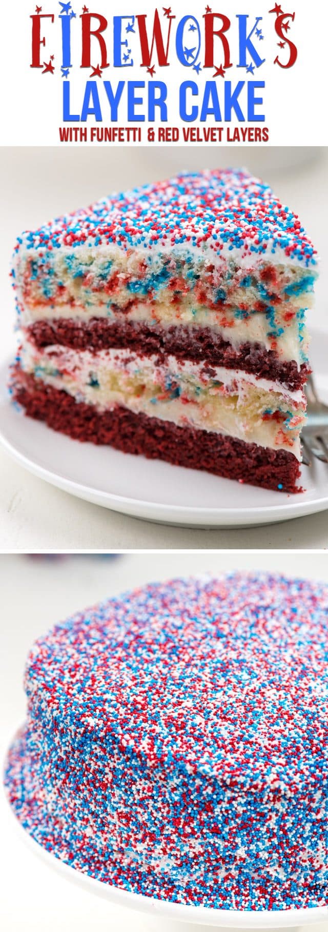 collage of fireworks cake photos