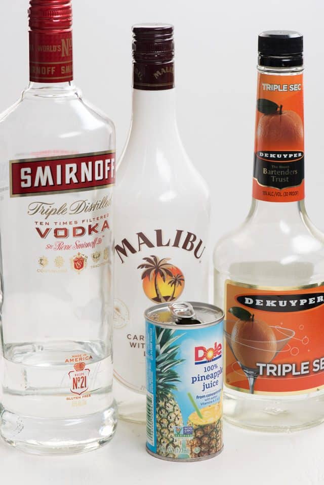 ingredients to make an easy Hawaiian Martini recipe!