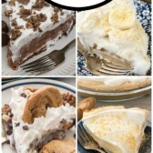 collage of no bake pie photos