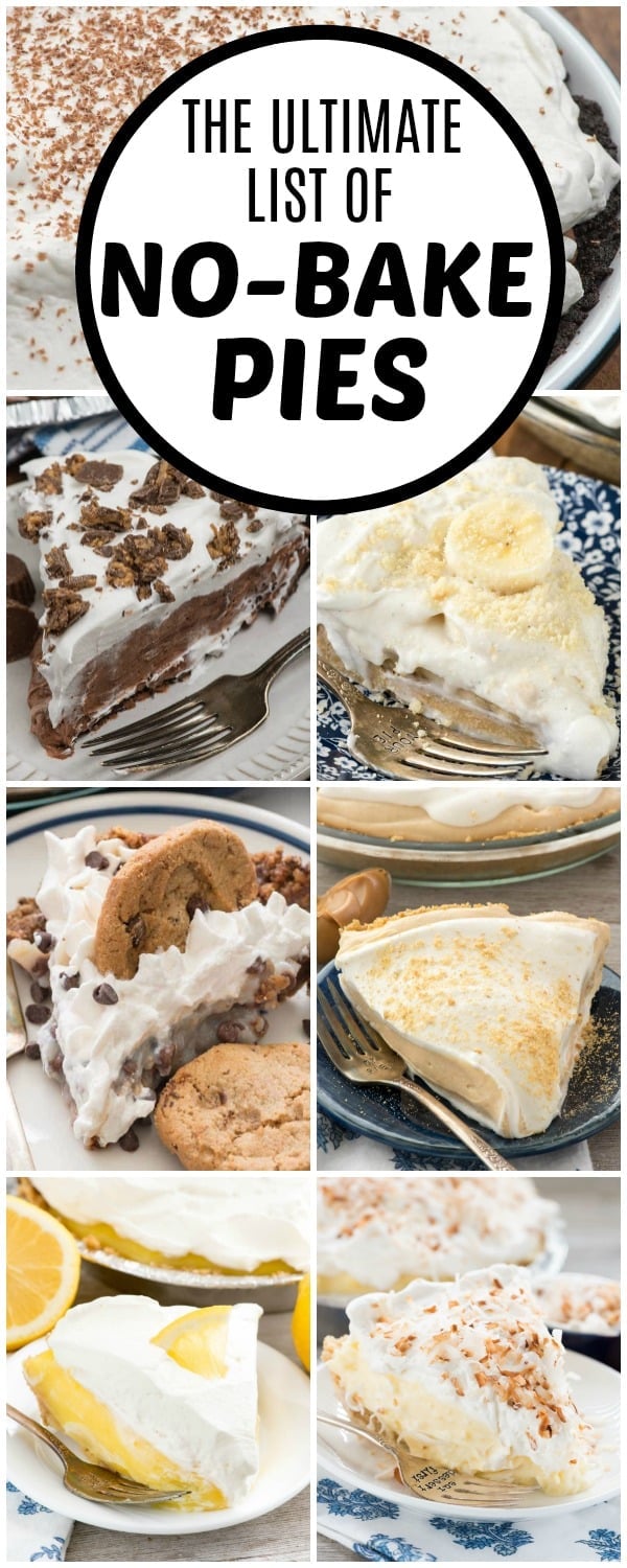 collage of no bake pie photos