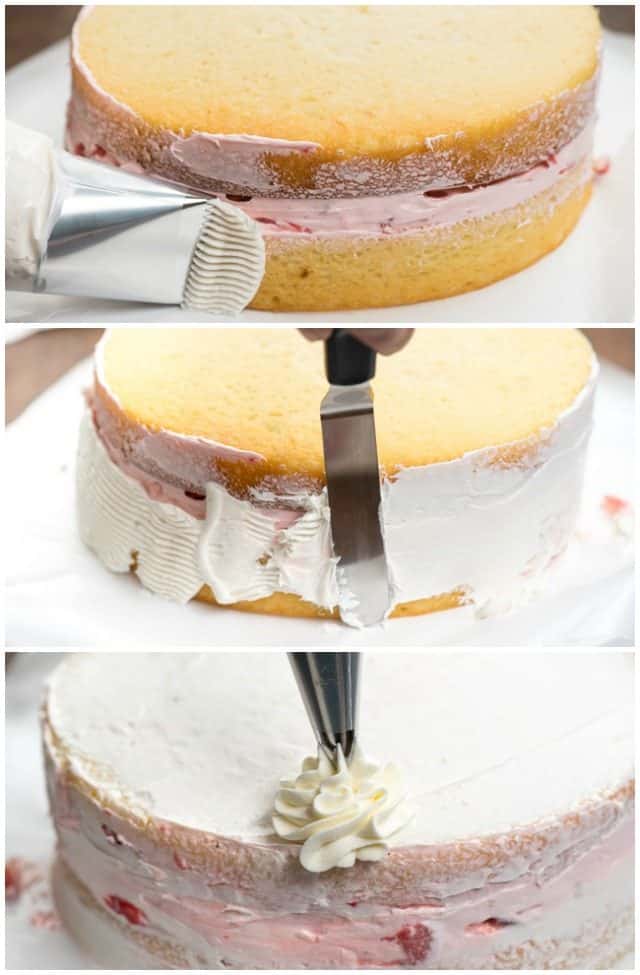 process shots how to make a Strawberry Shortcake Layer Cake 