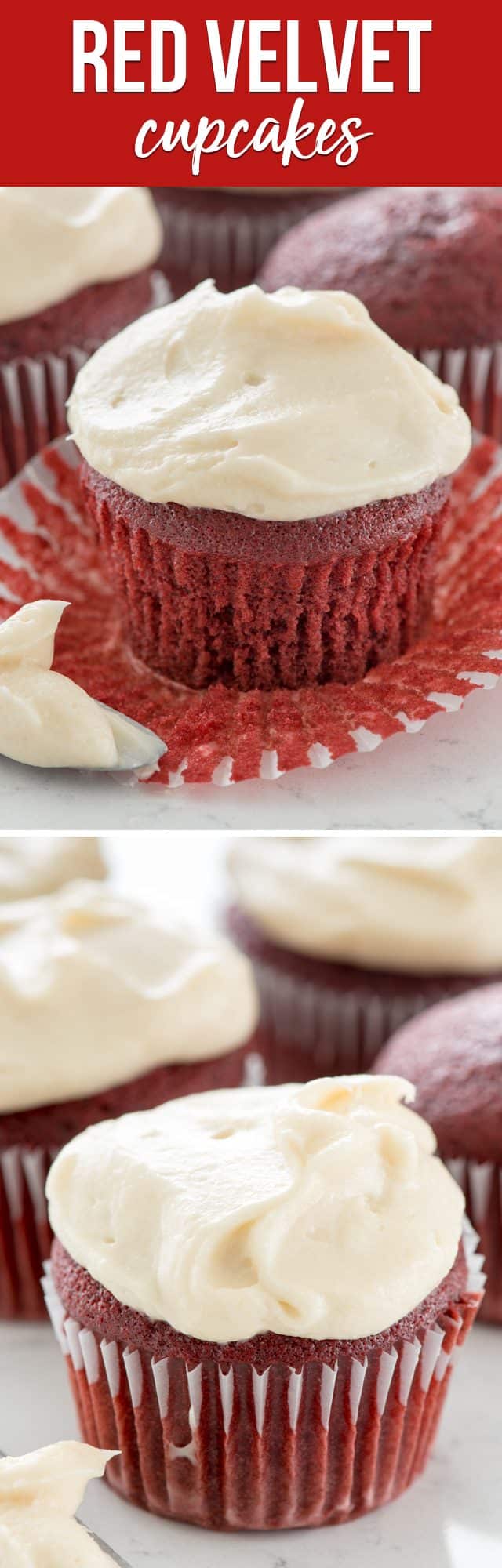 collage of red velvet cupcake photos