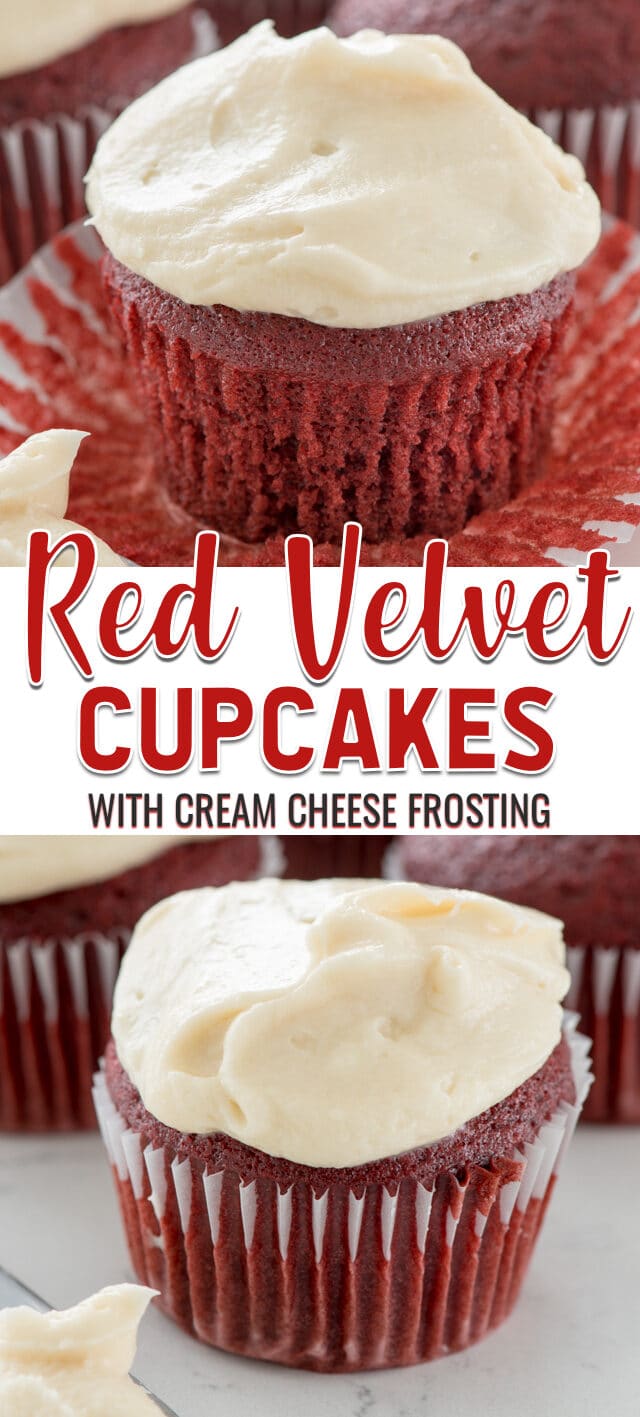 collage of red velvet cupcake recipe photos