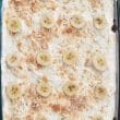 overhead shot of banana pudding cake