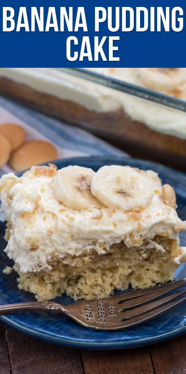 slice of banana pudding cake