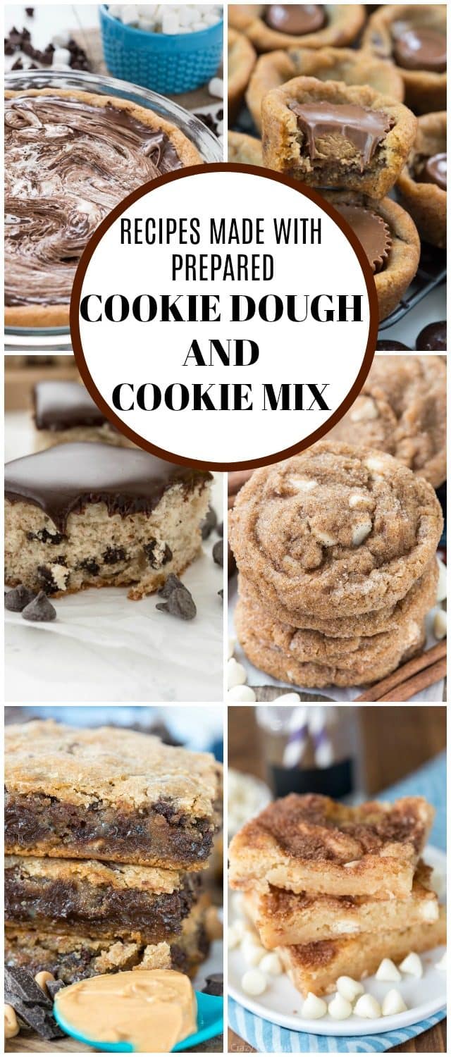 cookie dough and cookie mix recipe collage